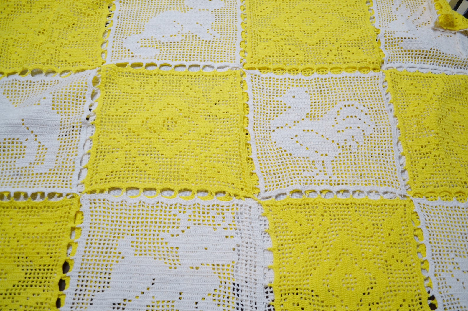 Vintage Crochet Bedspread Nursery Coverlet Filet Crochet Etsy