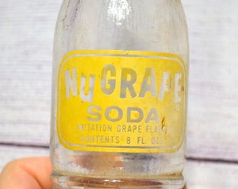 Vintage NuGrape Soda Bottle: Clear Embossed Glass, Atlanta GA