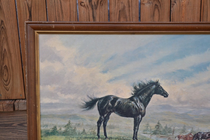 RESERVED Vintage Harland Young Print Framed Print Horses Etsy