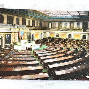 Carte postale vintage WASHINGTON DC Hall of Representatives Capitole des États-Unis, architecture, monument, carte postale, souvenirs, papier éphémères PanchosPorch
