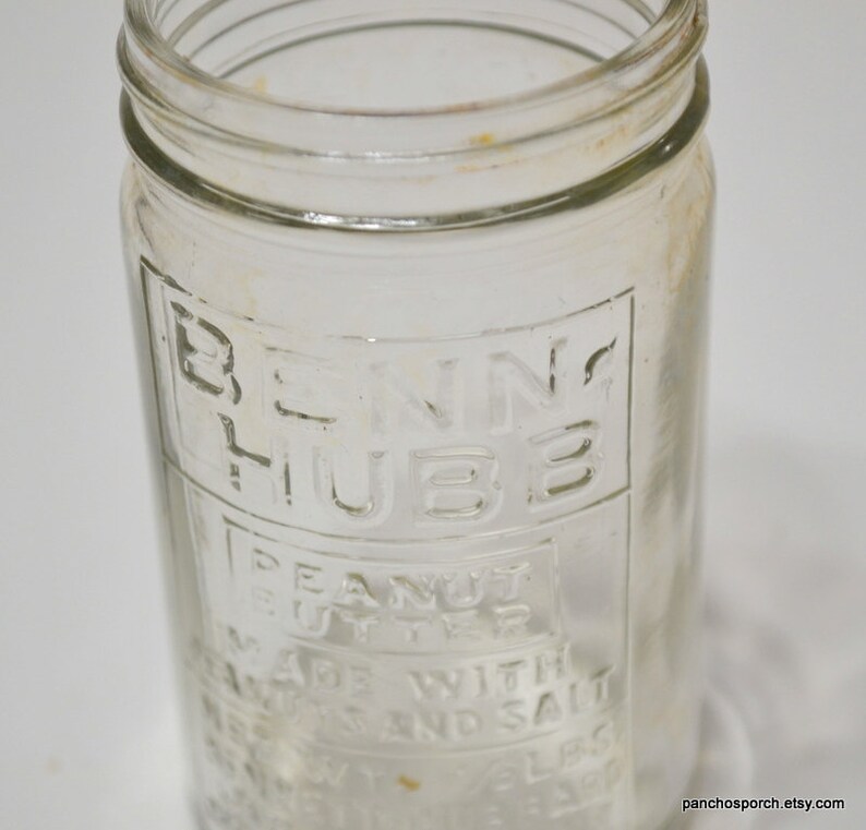 Vintage Benn Hubb Peanut Butter Jar Embossed Half Pound 8 Etsy