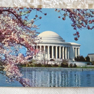 Vintage WASHINGTON DC carte postale Jefferson Memorial Cherry Blossoms Road Trip carte postale souvenirs tourisme papier éphémères PanchosPorch