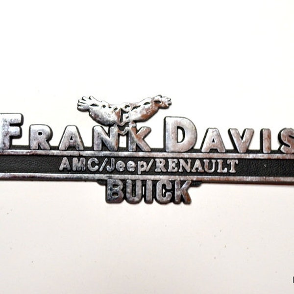 Vintage Frank Davis Dealership Emblem Amc Renault Buick Car Dealer Logo Nashville Tennessee Metal Advertising Silver Black Auto PanchosPorch