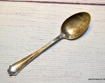 Vintage Fairfield Alpha Teaspoon 1915 Silver Plate Tarnished Silverware Elegant Dining Wedding PanchosPorch