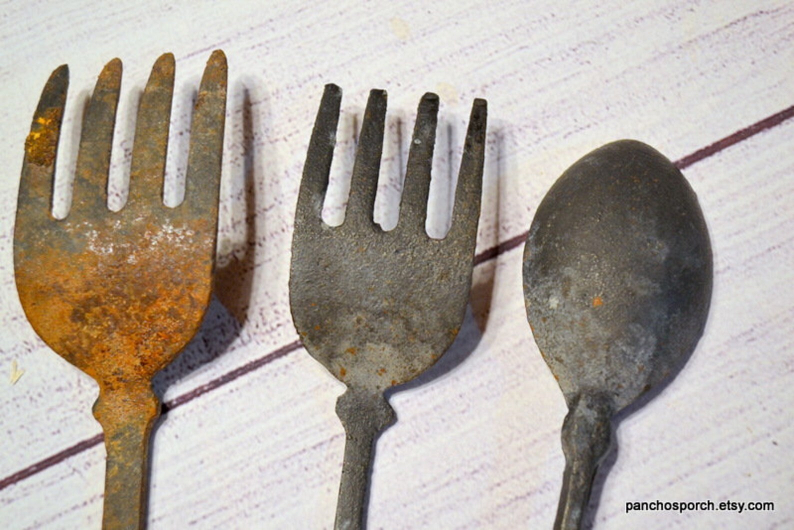 Vintage Cast Iron Cooking Utensils Rustic Rusty Metal Wall Etsy