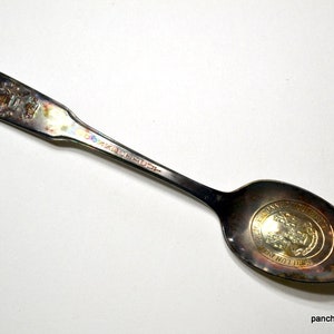 Vintage CONNECTICUT Collector Spoon Bicentennial 1776 1976 Tarnished Silver Plate Teaspoon Franklin Mint International PanchosPorch