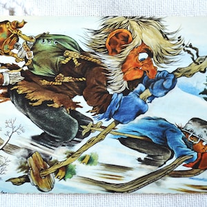 Carte postale de ski vintage, skieur, neige, nain, Norvège, carte postale, souvenirs de vacances, papier éphémère, PanchosPorch