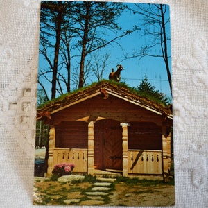 Vintage carte postale GEORGIE Bûche de Noël magasin de Noël cabane en rondins Americana Road Trip vacances carte postale souvenirs papier éphémères PanchosPorch