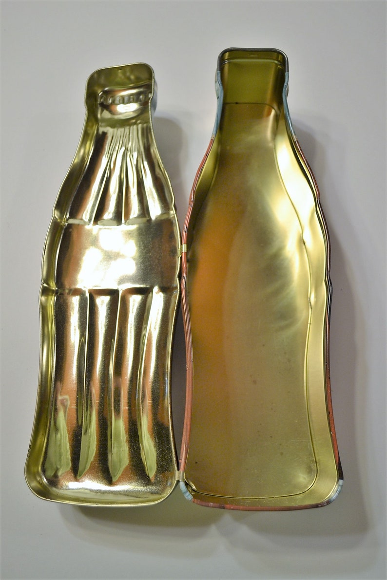 Vintage Coca Cola Bottle Shape Tin with Hinged Lid 13 inch 1997 Advertising Tin Box Panchosporch