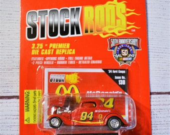 Vintage Stock Rods Diecast Car 94 Bill Elliott McDonalds Racing Champions 1/64 Scale 1998 Nascar Memorabilia Collectible Panchosporch