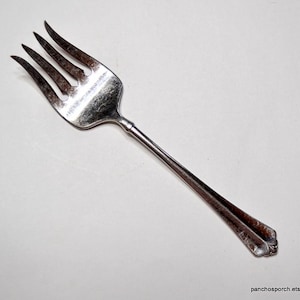 Vintage Oneida Meat Fork, Floral Pattern Serving Utensil