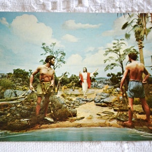 vintage carte postale religieuse Christ et pêcheurs Prince de la paix Silver Springs Floride carte postale souvenirs papier éphémères PanchosPorch