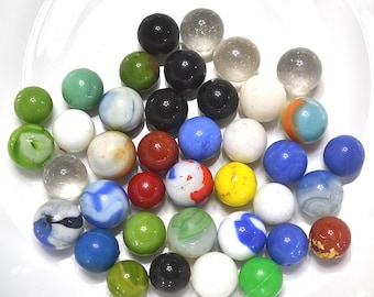 Vintage Glass Marble Lot Mixed Colors Game Pieces Bowl Filler