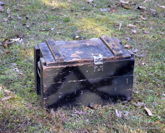 Vintage Wooden Ammo Box: Hinged Military Relic, Man Cave Decor - Etsy