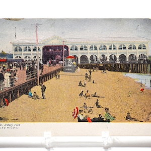 Vintage ASBURY PARK carte postale New Jersey Arcade Boardwalk Beach été 1907 carte postale souvenir souvenirs papier éphémères PanchosPorch