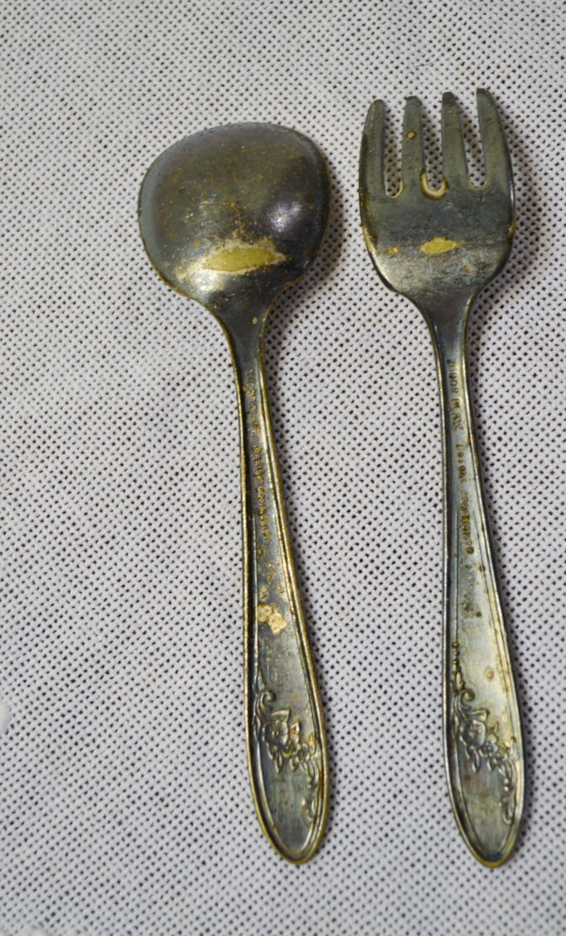 Vintage Baby Spoon and Fork Set Tudor Plate Oneida Community Etsy