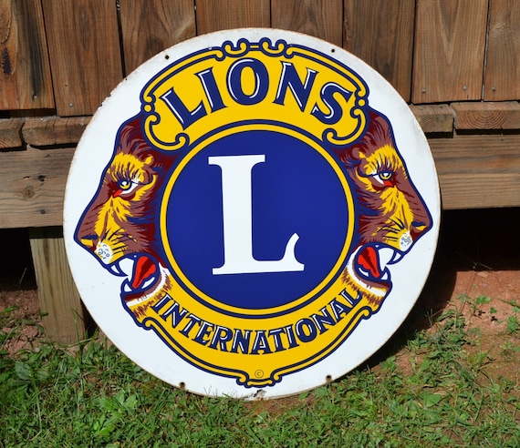 昭和 レトロ Lions Clubs International アンティーク Vintage Lions International Metal Sign: 30