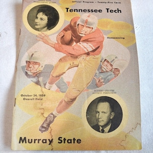 Vintage 1959 Tennessee Tech Football Program: Murray State College Sports Memorabilia