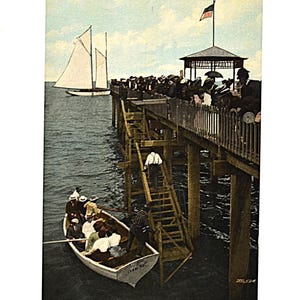 Carte postale vintage ASBURY PARK New Jersey Off to the Fishing Pier Boat People carte postale souvenirs papier éphémères PanchosPorch