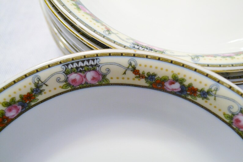Vintage Victoria China Coupe Soup Bowl Set of 4 Floral Pattern Czechoslovakia Replacement Victorian Style Wedding Panchosporch