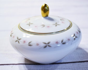 Vintage Jyoto Juliet Sugar Bowl Pink Gray Floral Gold Trim Pattern 8137 Mid Century Dinnerware Japan PanchosPorch