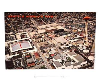 Vintage 1962 Seattle World's Fair Postcard: Space Needle Aerial View