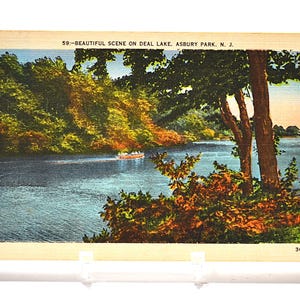 Carte postale vintage ASBURY PARK, New Jersey Deal, scène de lac, scène d'eau, bateau, 1908, carte postale souvenir, souvenirs éphémères, papier PanchosPorch