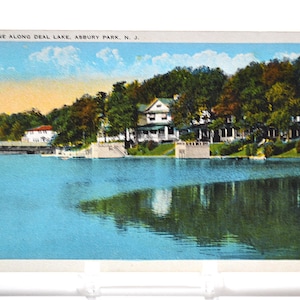 Carte postale vintage ASBURY PARK, scène du New Jersey le long du lac Deal, carte postale souvenir, souvenirs, papier éphémères PanchosPorch