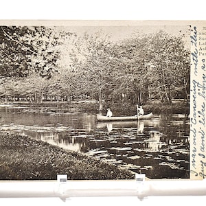 Carte postale vintage ASBURY PARK New Jersey canoë Sunset Lake 1906 carte postale souvenir souvenirs papier éphémères PanchosPorch