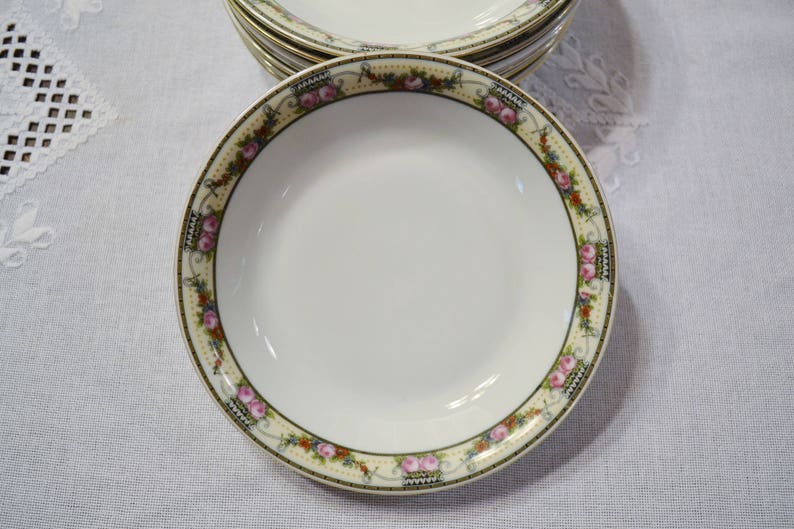 Vintage Victoria China Coupe Soup Bowl Set of 4 Floral Pattern Czechoslovakia Replacement Victorian Style Wedding Panchosporch
