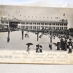 Carte postale vintage ASBURY PARK New Jersey The Casino Beach Boardwalk 1905 Americana carte postale souvenirs papier éphémères PanchosPorch