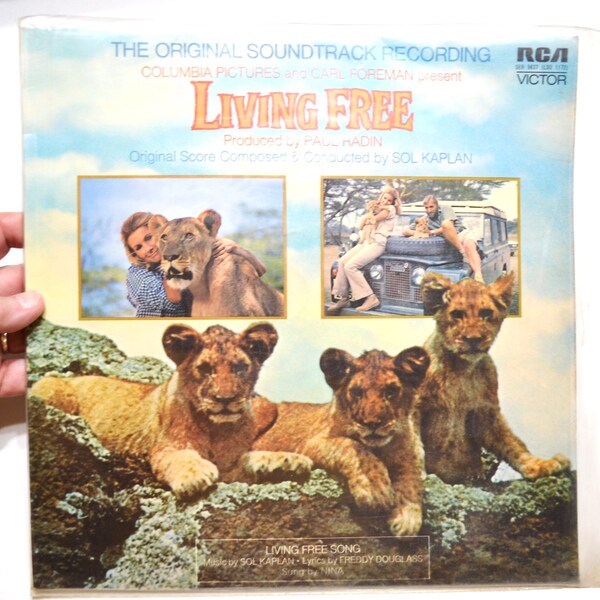 Vintage LIVING FREE Record Album Movie Soundtrack Columbia Pictures Rca Victor Records Vinyl LP Album Photo Movie Prop Panchosporch