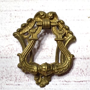 Vintage Ornate Brass Drawer Pull Salvaged Furniture Hardware Restoration Project