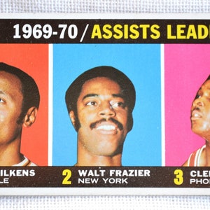 1969 1970 Assist Leaders No 6 Wilkins Frazier Haskins Basketball Card Topps NBA Vintage 1970s Sports Trading Card Memorabilia PanchosPorch