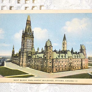 Vintage CANADA Post Card Ottawa West Block Parliament Buildings Souvenir Postcard Memorabilia Paper Ephemera Landmark PanchosPorch