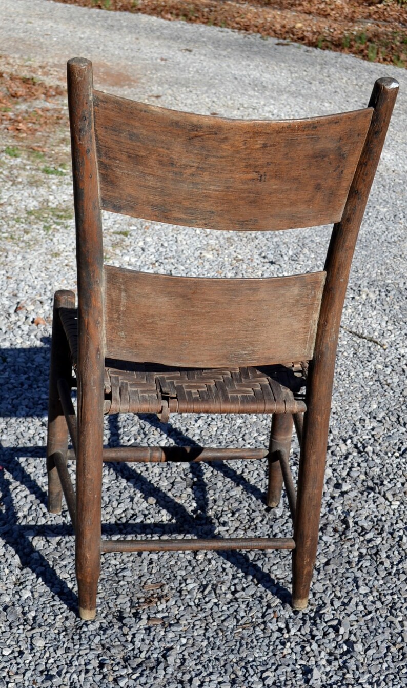 Vintage Wooden Chair Woven Seat Primitive Handmade Furniture | Etsy