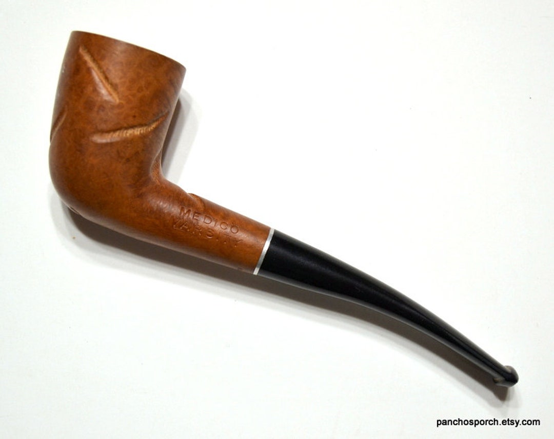 Vintage Medico Varsity Pipe Tobacco Pipe Made in Italy Briar Bowl Slightly Bent Stem Estate Pipe