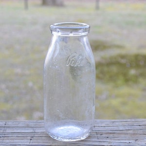 Vintage Pike Dairy Half Pint Milk Bottle Clear Glass Milk Bottle Aurora Illinois Duraglas PanchosPorch