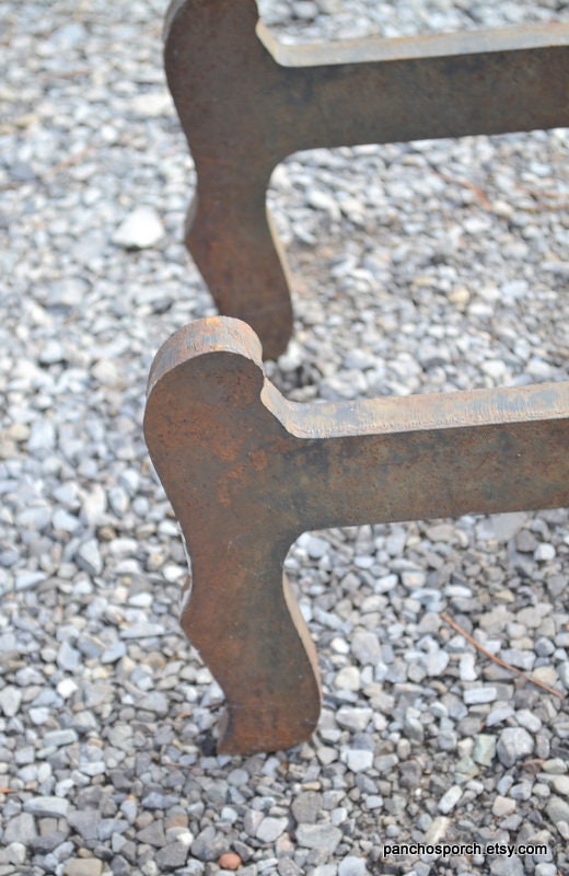 Vintage Cast Iron Andirons Set of 2 Primitive Rustic Craftsman Etsy