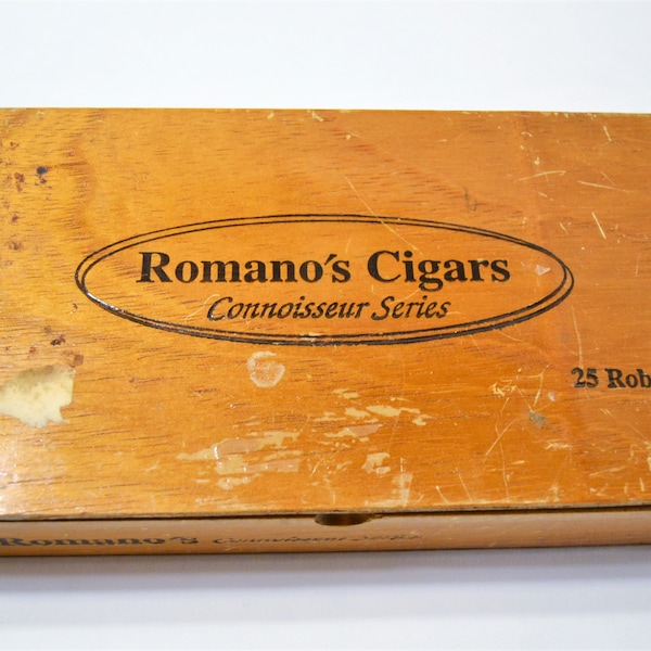 Vintage Romanos Hinged Storage Box Dominican Republic Connoisseur Wood Box Memory Trinket Box Craft Supplies PanchosPorch
