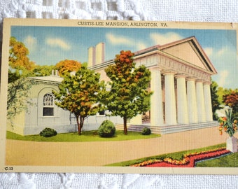 Vintage VIRGINIA Post Card Curtis Lee Mansion Arlington Landmark Vacation Souvenir Postcard Memorabilia Paper Ephemera PanchosPorch