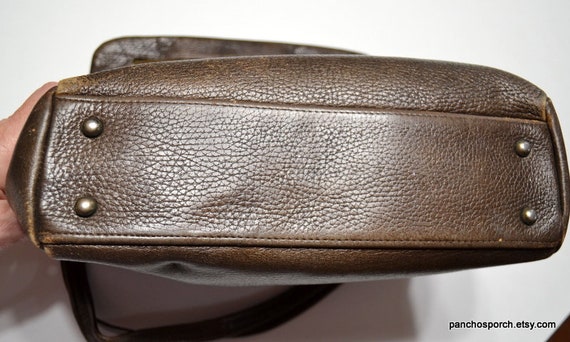 Vintage Leather Pilots Bag Worn Weathered Brown L… - image 7