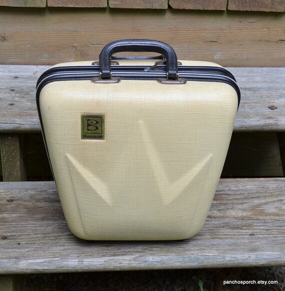 Vintage Brunswick Bowling Bag Hard Side off White Black Zipper Etsy