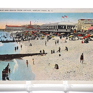 Carte postale vintage ASBURY PARK, New Jersey Boardwalk Beach from Arcade, carte postale souvenir, souvenirs, papier éphémères PanchosPorch