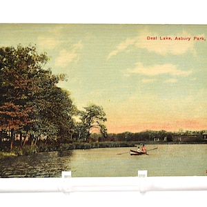 Vintage ASBURY PARK carte postale New Jersey Deal lac chaloupe scène d'eau souvenir carte postale souvenirs papier éphémères PanchosPorch
