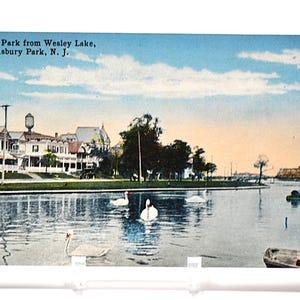 Vintage ASBURY PARK carte postale New Jersey Wesley Lake View carte postale souvenir souvenirs papier éphémères PanchosPorch