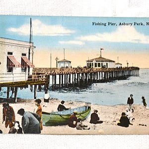 Carte postale vintage ASBURY PARK New Jersey The Fishing Pier Beach Shore Summer Americana carte postale souvenirs papier éphémères PanchosPorch
