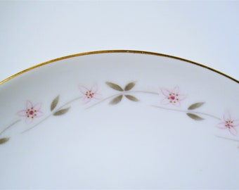 Vintage Jyoto Juliet Bread Plates (Set of 4), Mid-Century Pink Floral, Gold Trim
