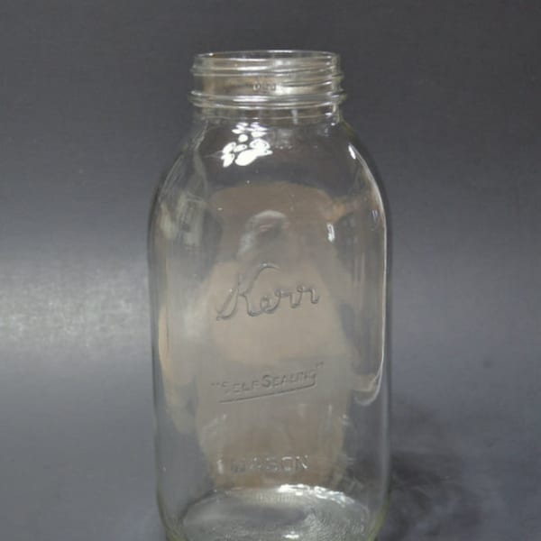 Vintage KERR Half Gallon Mason Jar D80 Self Sealing Glass Canning Jar Flower Vase Farmhouse Kitchen Display Prop PanchosPorch