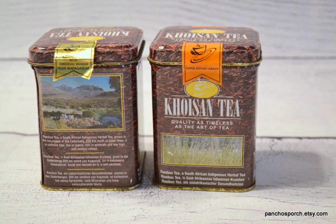 Vintage Rooibos Tea Metal Tins South African Red Tea Khoisan Etsy
